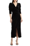 CHELSEA28 CHELSEA28 FAUX WRAP VELVET MIDI COCKTAIL DRESS