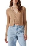 Astr Flyaway Cardigan In Tan