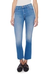 MOTHER THE INSIDER FRAYED HIGH WAIST ANKLE STRAIGHT LEG JEANS