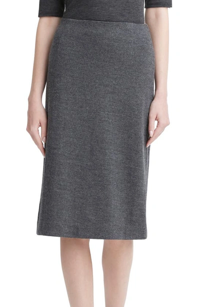 Vince Wool Fitted Slip Skirt In Grey