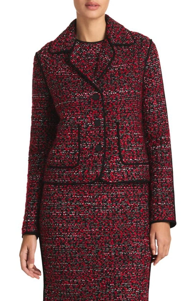 St John Metallic Tweed Jacket In Crimson Black Multi