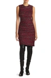 St John Metallic Boucle Tweed Sleeveless Dress In Crimson/black Multi