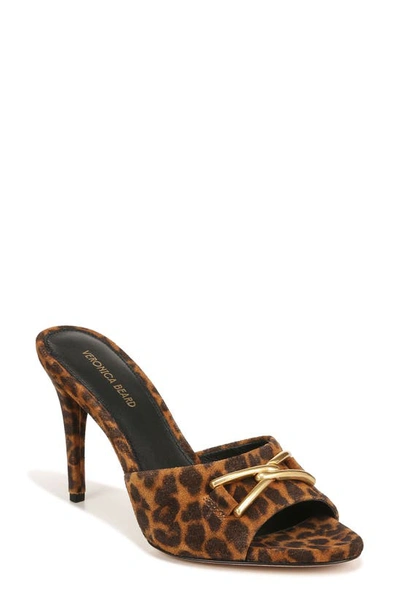Veronica Beard Mirren Leopard Chain Stiletto Mule Sandals In Caramel/ Black