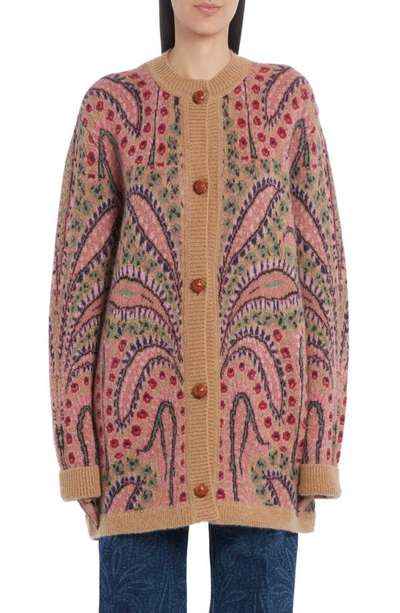 Etro Patterned-intarsia Mohair-blend Cardigan In Multicolor