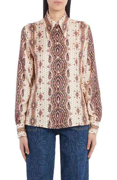 Etro Wallpaper Paisley-print Long-sleeve Collared Silk Shirt In Multicolore