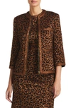 St John Leopard Paillette Knit Jacket In Caramel/ Copper Multi