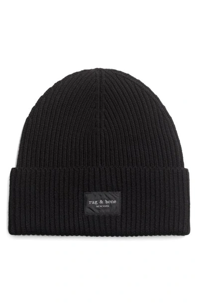 Rag & Bone Blake Ribbed Beanie In Black