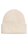 RAG & BONE BLAKE LOGO PATCH WOOL BLEND RIB BEANIE