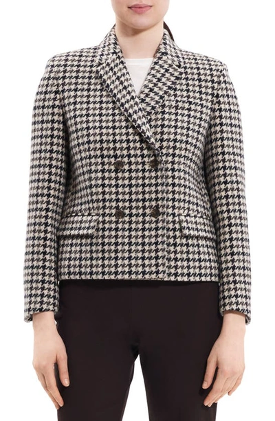 Theory Square Double-breasted Wool Tweed Jacket In Mink Multi