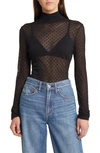 Rag & Bone Valencia Sheer Polka Dot Turtleneck Top In Polka Dot