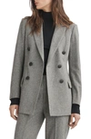 Rag & Bone Double-breasted Virgin Wool-blend Blazer In Hthrgry