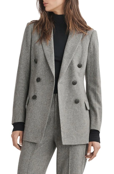 Rag & Bone Double-breasted Virgin Wool-blend Blazer In Hthrgry