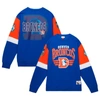 MITCHELL & NESS MITCHELL & NESS ROYAL DENVER BRONCOS GRIDIRON CLASSICS ALLOVER 3.0 PULLOVER SWEATSHIRT