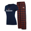 Concepts Sport Women's  Navy, Orange Denver Broncos Arctic T-shirt Flannel Pants Sleep Set In Navy