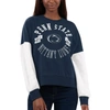 G-iii 4her By Carl Banks Navy/white Penn State Nittany Lions Team Pride Colorblock Pullover Sweatshi In Navy