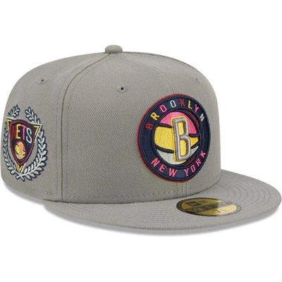 New Era Grey Brooklyn Nets Colour Pack 59fifty Fitted Hat