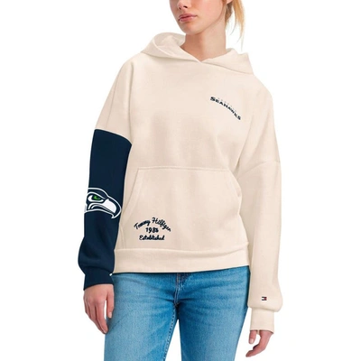 TOMMY HILFIGER TOMMY HILFIGER CREAM/NAVY SEATTLE SEAHAWKS HARRIET PULLOVER HOODIE