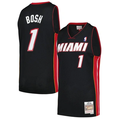 Mitchell & Ness Men's  Chris Bosh Black Miami Heat Hardwood Classics Retro Name And Number T-shirt