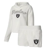 CONCEPTS SPORT CONCEPTS SPORT  WHITE LAS VEGAS RAIDERS FLUFFY PULLOVER SWEATSHIRT & SHORTS SLEEP SET