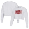 CHAMPION CHAMPION HEATHER GRAY ALABAMA CRIMSON TIDE REVERSE WEAVE CROPPED PULLOVER SWEATSHIRT