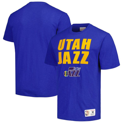 Mitchell & Ness Men's  Royal Distressed Utah Jazz Hardwood Classics Legendary Slub T-shirt