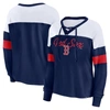 Fanatics Women's  Navy, White Boston Red Sox Even Match Lace-up Long Sleeve V-neck T-shirt In Navy