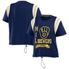 Wear By Erin Andrews Navy Milwaukee Brewers Cinched Colorblock T-shirt In Navy