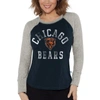 G-iii 4her By Carl Banks Women's  Navy, Heather Gray Distressed Chicago Bears Waffle Knit Raglan Long In Navy