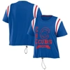 WEAR BY ERIN ANDREWS WEAR BY ERIN ANDREWS ROYAL CHICAGO CUBS CINCHED COLORBLOCK T-SHIRT