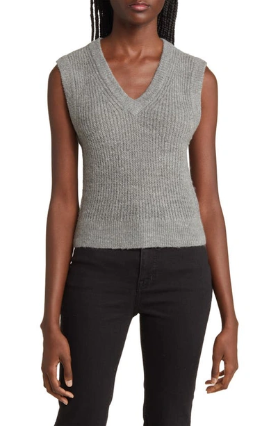 Madewell Romy Shrunken Sweater Vest In Heather Pewter