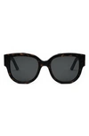 Dior Wil Bu 54mm Polarized Cat Eye Sunglasses In Dark Havana / Smoke Polarized