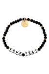 Little Words Project Jet Black Custom Beaded Stretch Bracelet In Black