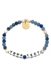 Little Words Project Bluestone Custom Beaded Stretch Bracelet In Blue White