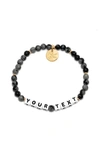 Little Words Project Snowflake Custom Beaded Stretch Bracelet In Black