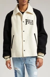 Palm Angels Man Jacket Off White Size 42 Virgin Wool In Butter Black