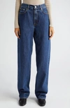 Loulou Studio Samur High Waist Tapered Leg Jeans In Washed Blue