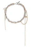 Justine Clenquet Lewis Two-tone Chain Charm Necklace In Palladium Pale Gold