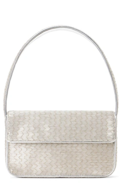 Staud Tommy Beaded Shoulder Bag In Silver