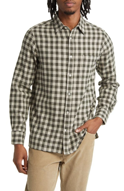 Officine Generale Alex Checked Herringbone Cotton Shirt In Neutrals