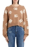 Dolce & Gabbana Dg Monogram Virgin Wool Jumper In Beige Inlay