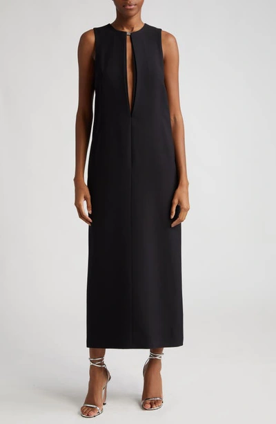 Brandon Maxwell Women's Kim Keyhole Wool-blend Maxi Dress In Black