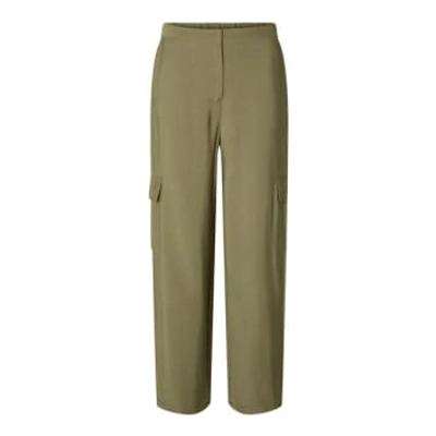 Selected Femme Emberly Tapered Cargo Trousers In Green
