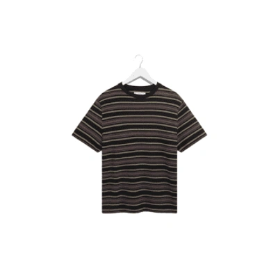 Wax London Dean Ss Tee In Brush Stripe Charcoal From