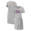 WEAR BY ERIN ANDREWS WEAR BY ERIN ANDREWS HEATHER GRAY LSU TIGERS KNOTTED T-SHIRT DRESS