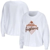 Wear By Erin Andrews Women's  White Texas Longhorns Diamond Long Sleeve Cropped T-shirt In White