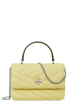 TORY BURCH MINI KIRA CHEVRON QUILTED LEATHER TOP HANDLE WALLET ON A CHAIN