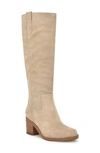 Nine West Hecee Womens Faux Leather Round Toe Knee-high Boots In Medium Natural