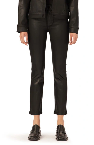 Dl1961 Emilie Black Coated High-rise Straight Jean