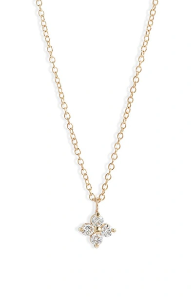 ZOË CHICCO DIAMOND FLOWER PENDANT NECKLACE