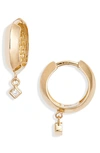 Zoë Chicco Princess Diamond Knife Edge Huggie Hoop Earrings In 14k Yellow Gold